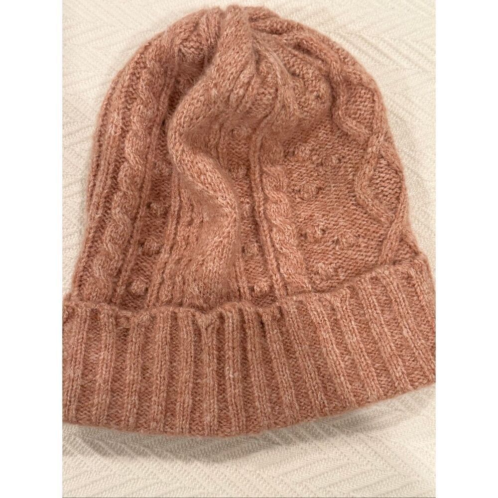 LC Lauren Conrad Women's Cable Knit Ribbed Winter Beanie Hat Dusty Pink One Size